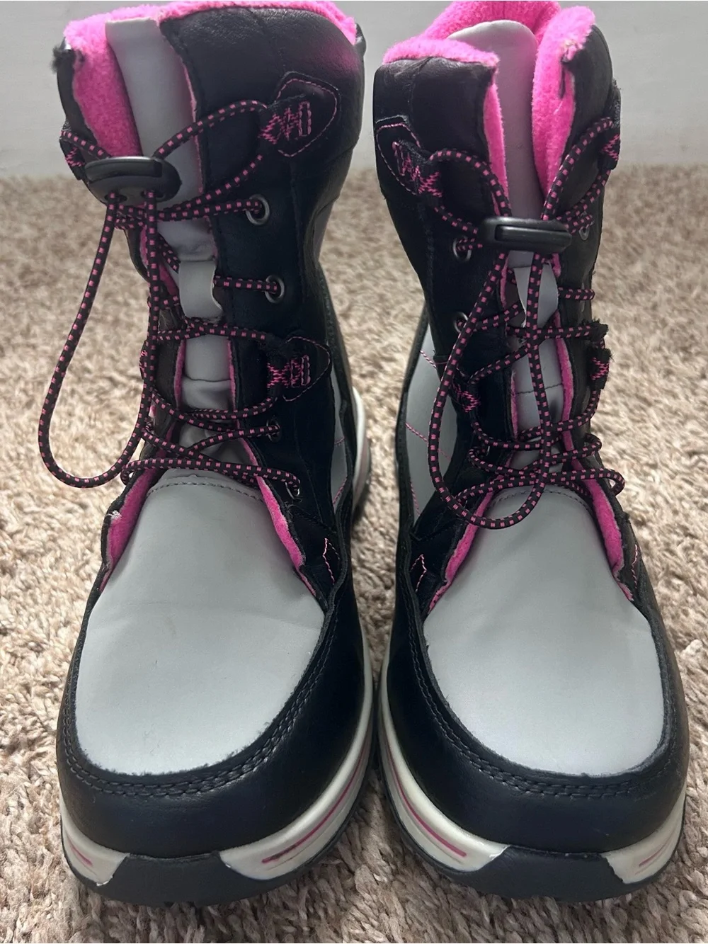 Totes Black & Pink Insulated Snow Boots